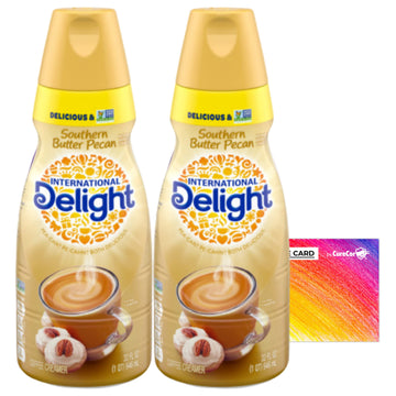 International-Delight Liquid Coffee Creamer.- Two (2) 32 fl oz Bottles of Creamy Smooth Delightful Coffee Creamer and One Authen