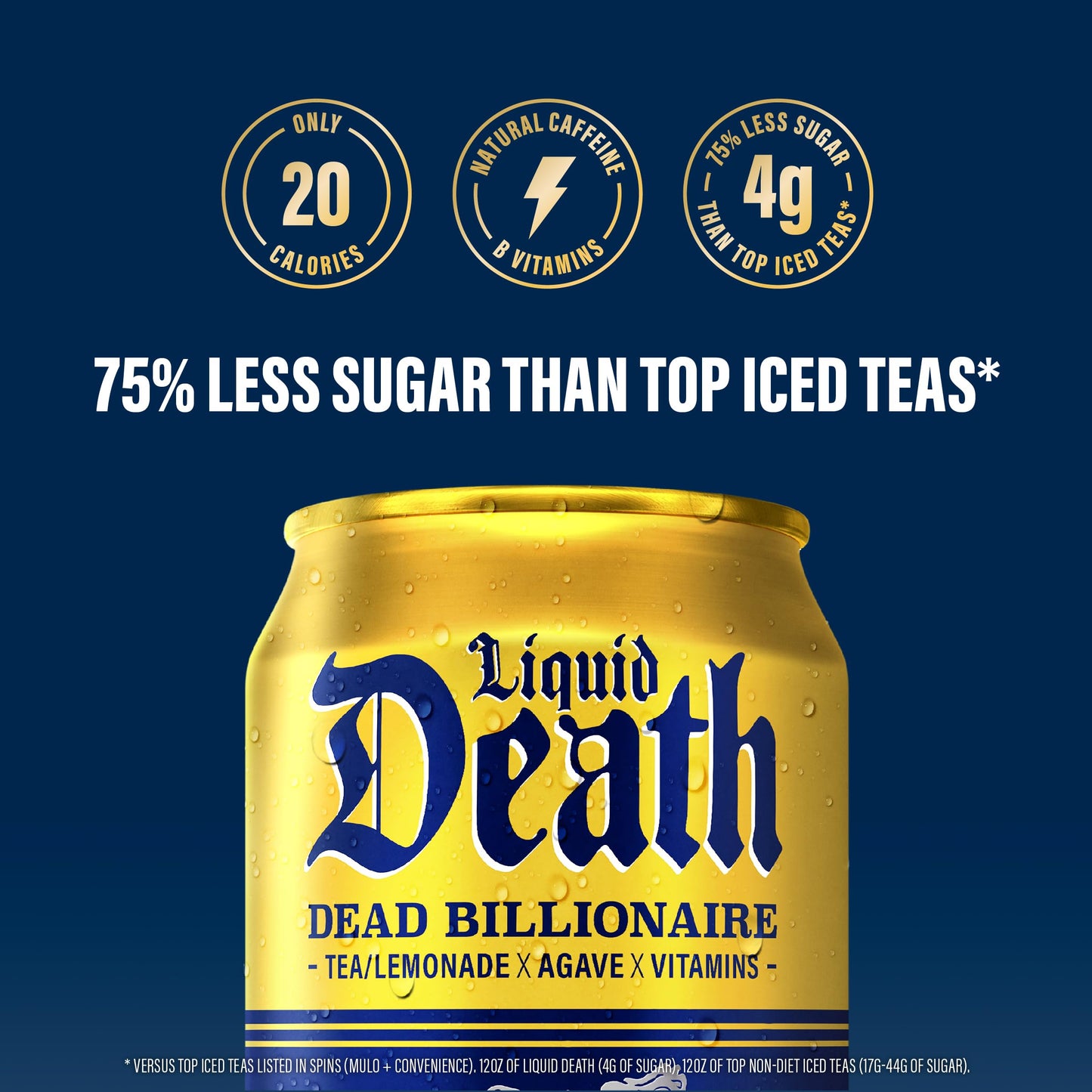 Liquid Death, Dead Billionaire Iced Tea, 12-Pack (12 Oz Cans), Half Lemonade Half Black Tea, Low Calorie, No Artificial Sweetene