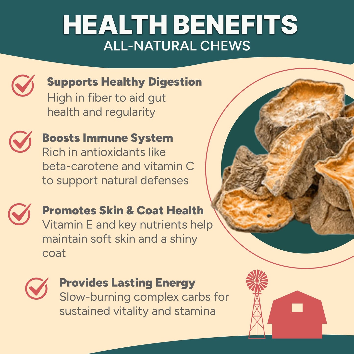 Gaines Family Farmstead Sweet Potato Chips for Dogs - 8 oz Single-Ingredient, All-Natural Dog Treats, Grain-Free & High in Fiber