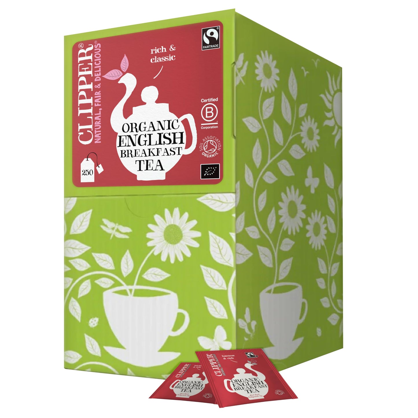 Clipper Tea, English Breakfast Assam Blend, Fairtrade, Organic, Plant-Based, Caffeinated British Tea, 250 Tea Bags