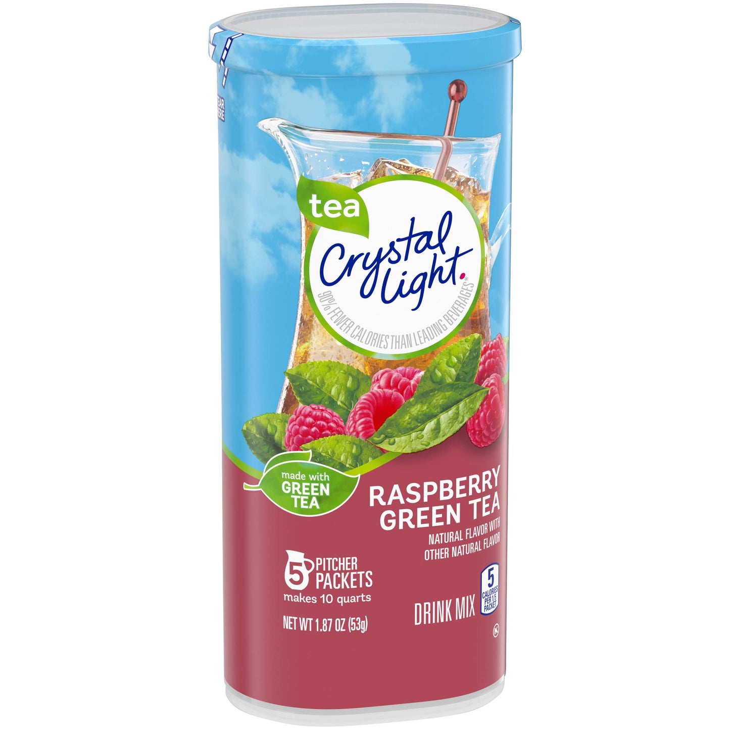 Crystal Light Green Tea Raspberry Drink Mix (20 Pitcher Packets, 4 Canisters of 5)