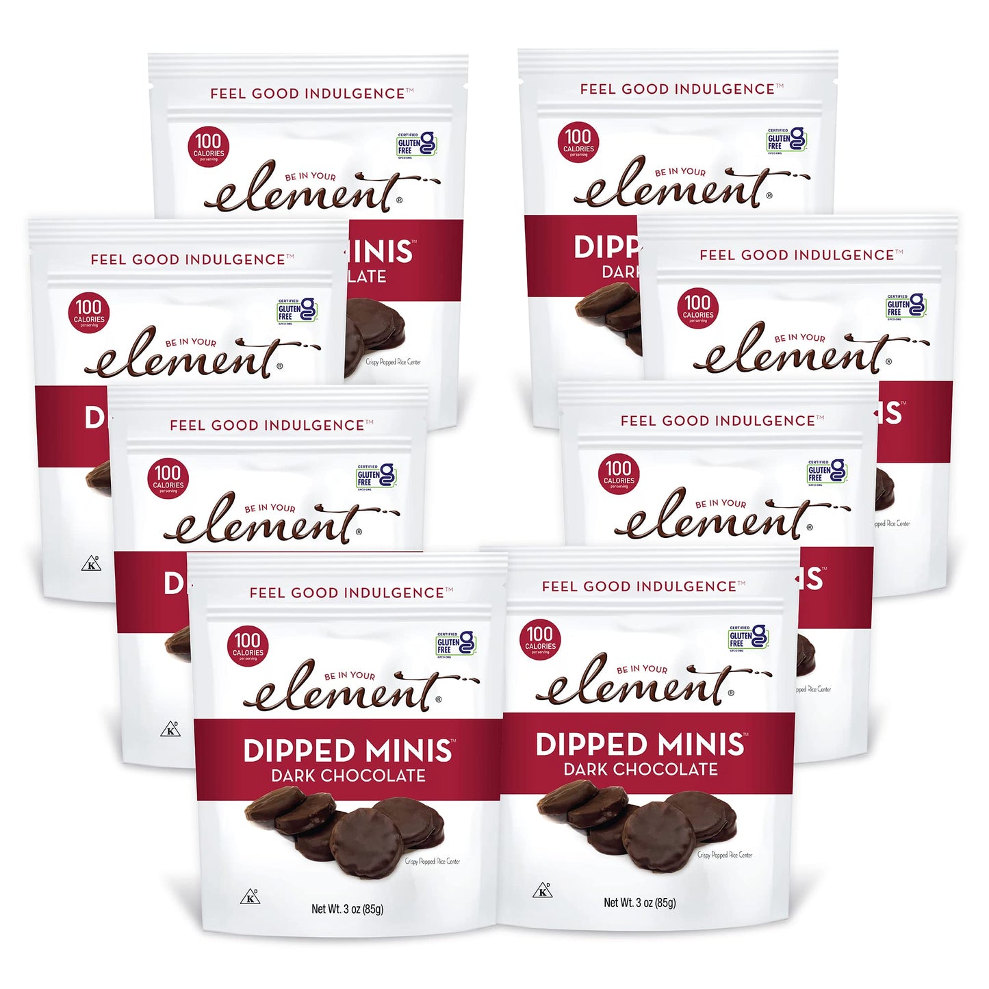 ELEMENT Dark Chocolate Dipped Minis - All-Natural Rice Snacks, 3 Ounce (Pack of 8), Gluten-Free, Kosher
