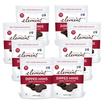 ELEMENT Dark Chocolate Dipped Minis - All-Natural Rice Snacks, 3 Ounce (Pack of 8), Gluten-Free, Kosher