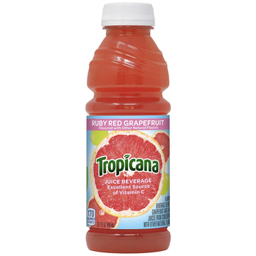 Tropicana 100% Ruby Red Grapefruit Juice, Single Serve, 15.2 Fl Oz Bottles (Pack Of 12) - Real Fruit Juice, Vitamin C Rich, No Added Sugars, No Artificial Flavors