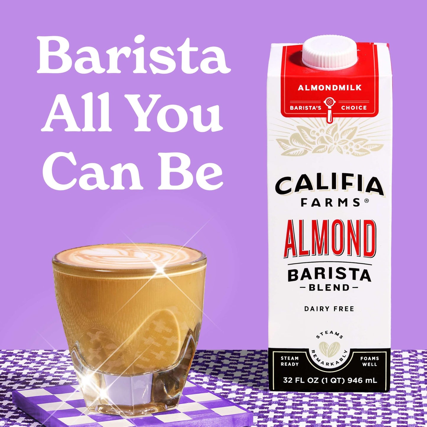 Califia Farms - Original Almond Barista Blend Almond Milk 32 Oz (Pack Of 6), Shelf Stable, Dairy Free, Plant Based, Vegan, Glute