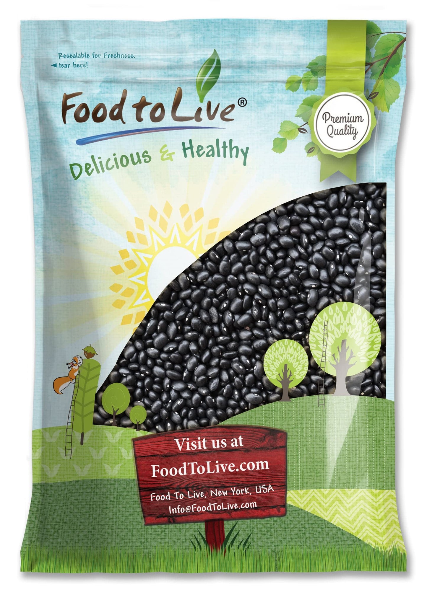 Food to Live Black Turtle Beans, Whole Dried Beans, Vegan, 15 Pound Pack