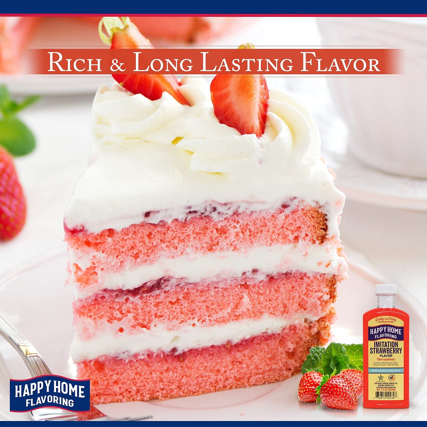 Happy Home Strawberry Flavoring, Non-  ic, Certified Kosher, 7 Fl Oz