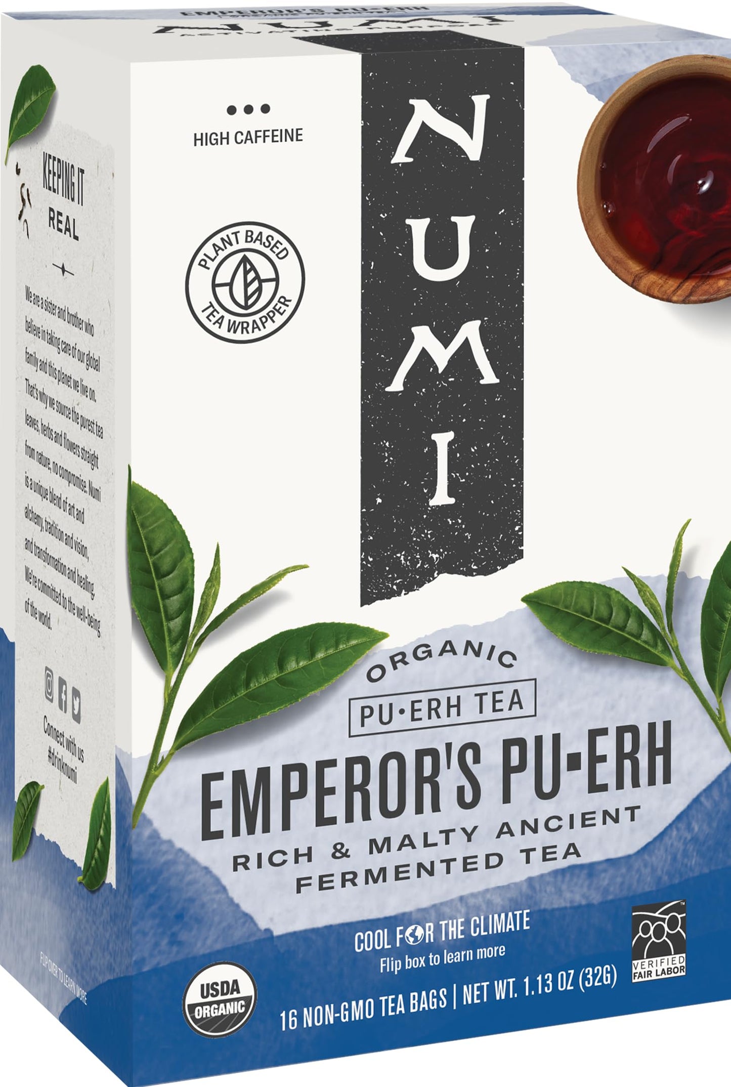 Numi 10350 Organic Teas and Teasans, 0.125oz, Emperors Puerh, 16/Box
