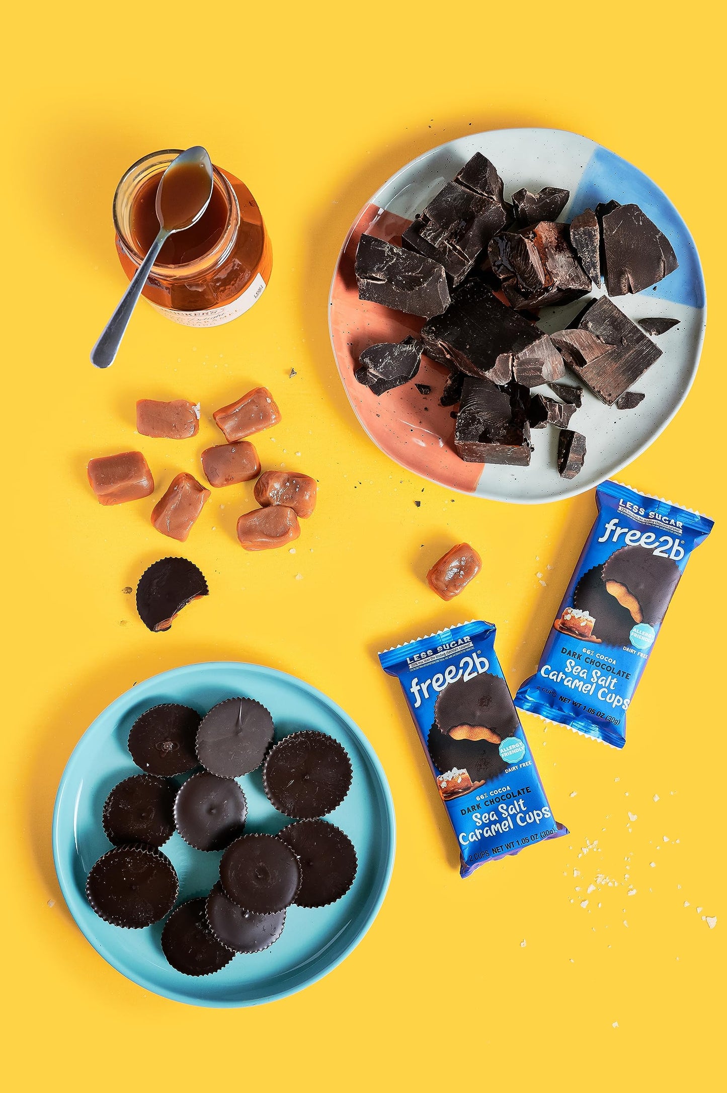 Free2B Sea Salt Caramel Cups, Safe For School And Allergy Friendly - Gluten-Free, Dairy-Free, Nut-Free, And Soy-Free - Dark Choc