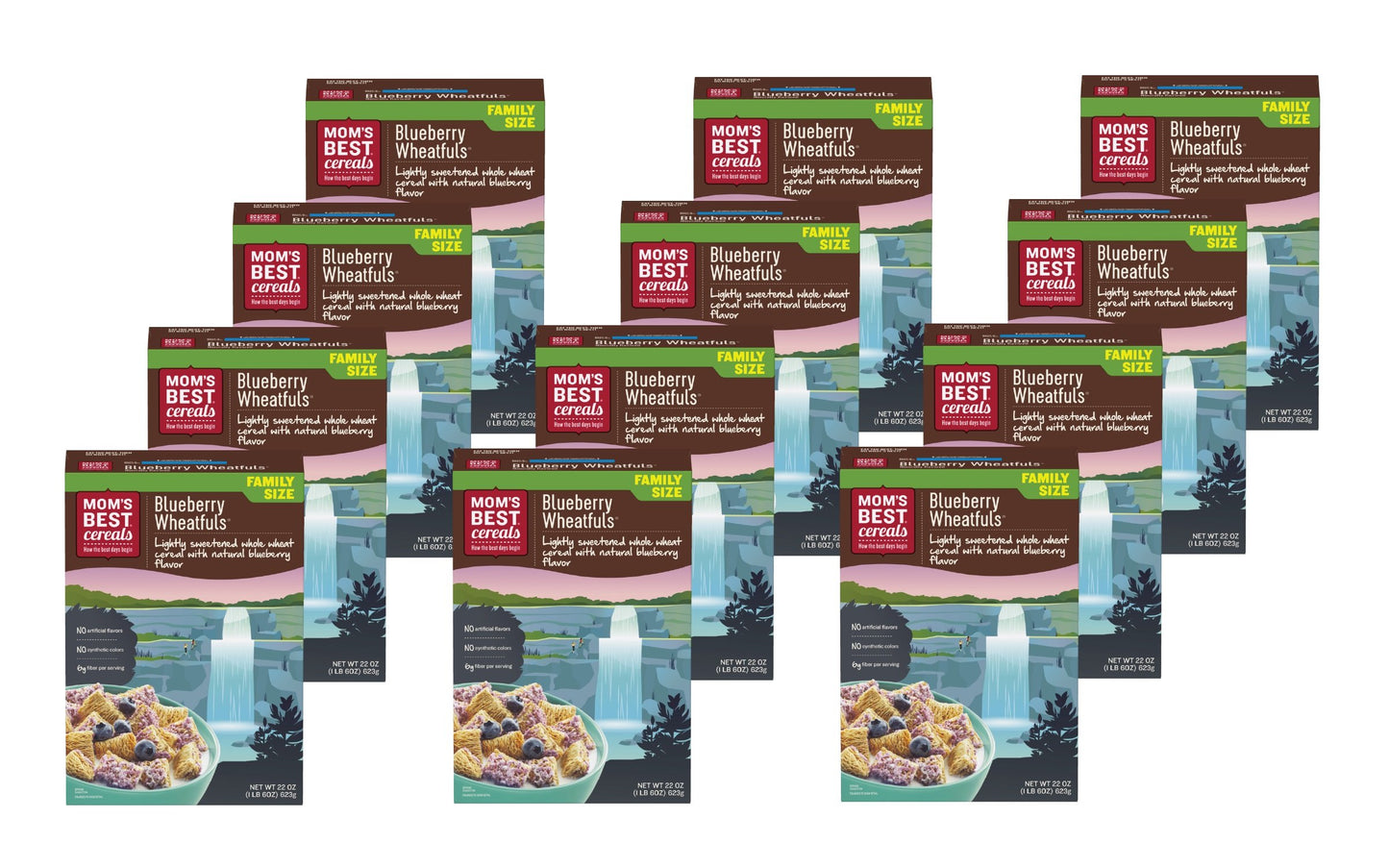 Mom'S Best Blue Pom Wheat-Fuls Flavored Cereal, No High Fructose Corn Syrup, 22 Ounces (Pack Of 12)
