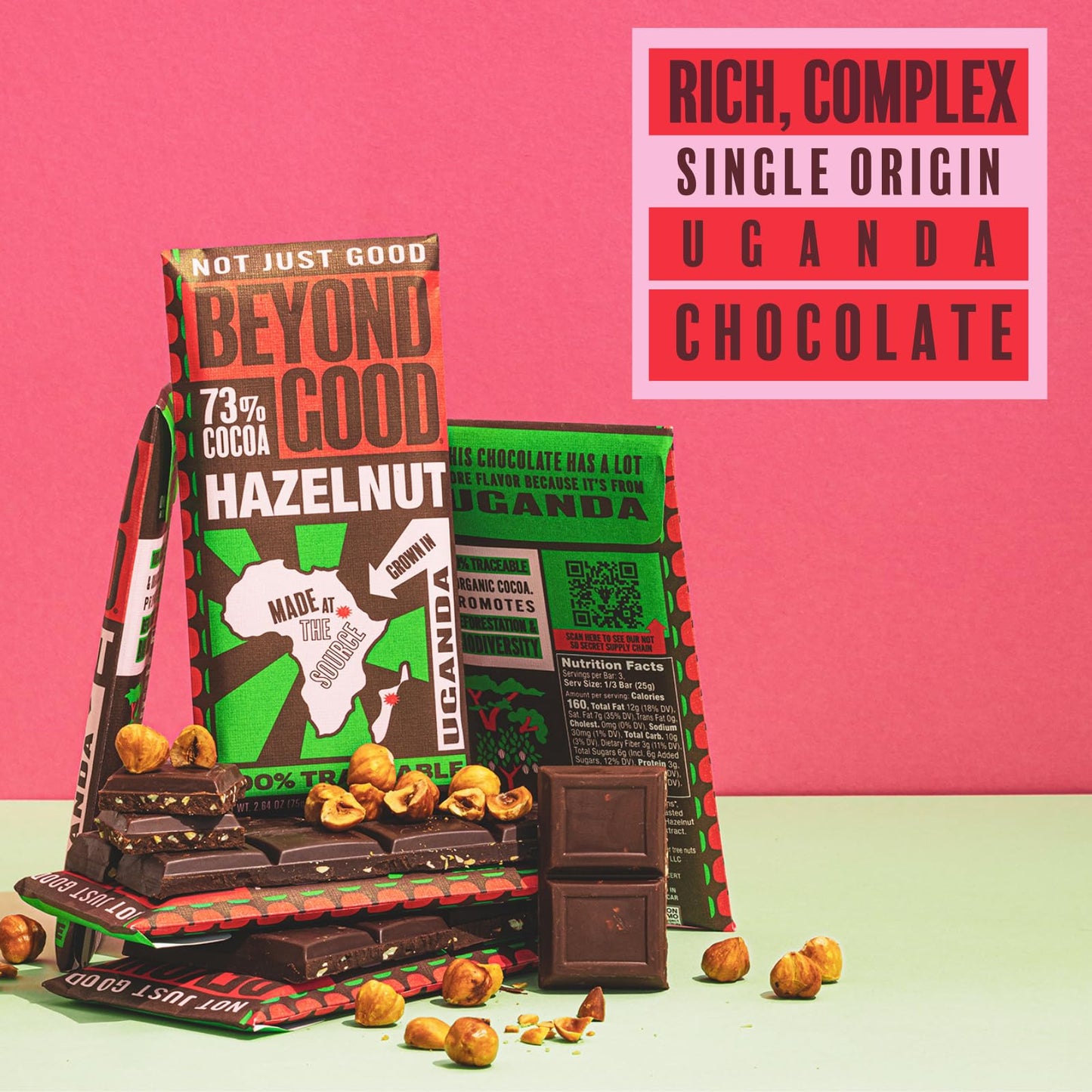 Beyond Good Dark Chocolate Toasted Hazelnut Bar  2.64 Oz