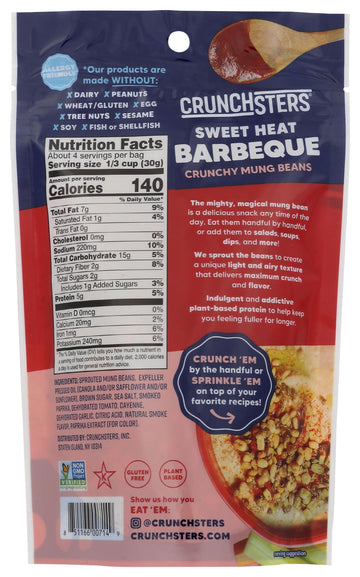 Crunchsters Bbq Sprouted Protein Snack, 4 Oz