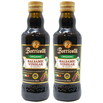 Botticelli Aged Balsamic Vinegar of Modena (Pack of 2) - Organic Balsamic Vinegar for Bread Dipping & Salad Dressing - Aceto Bal