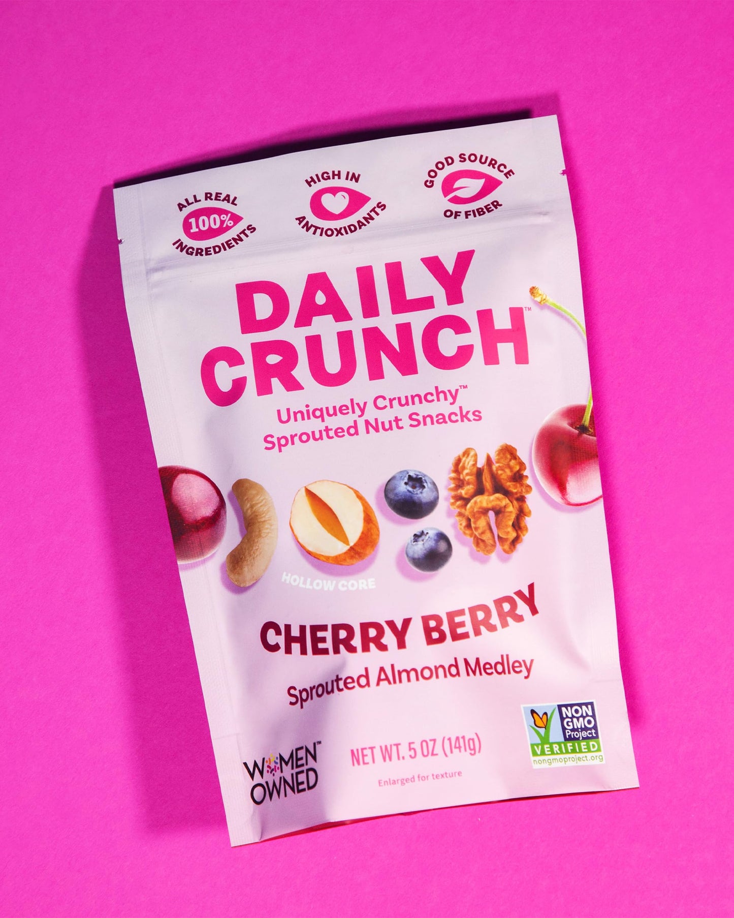Daily Crunch Sprouted Almonds, Cherry Berry (1.5 Ounce Bags, Pack Of 8) - Sprouted And Dehydrated For A Unique Crunch, Keto Frie