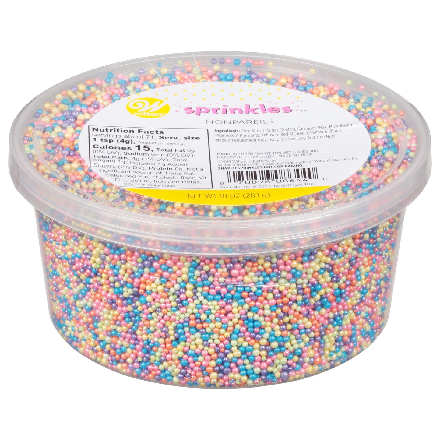 Wilton Sprinkles Bright Rainbow NonPareils , Large 10 Ounce Tub