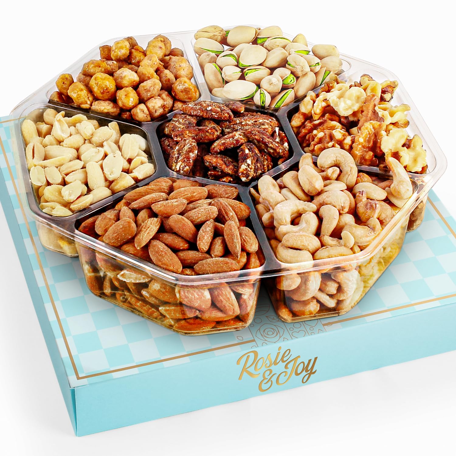 Gourmet Mixed Nuts Gift Basket | Christmas Platter Includes 7 Assortments of Delicious Premium Nuts, Ideal for Christmas, Corpor