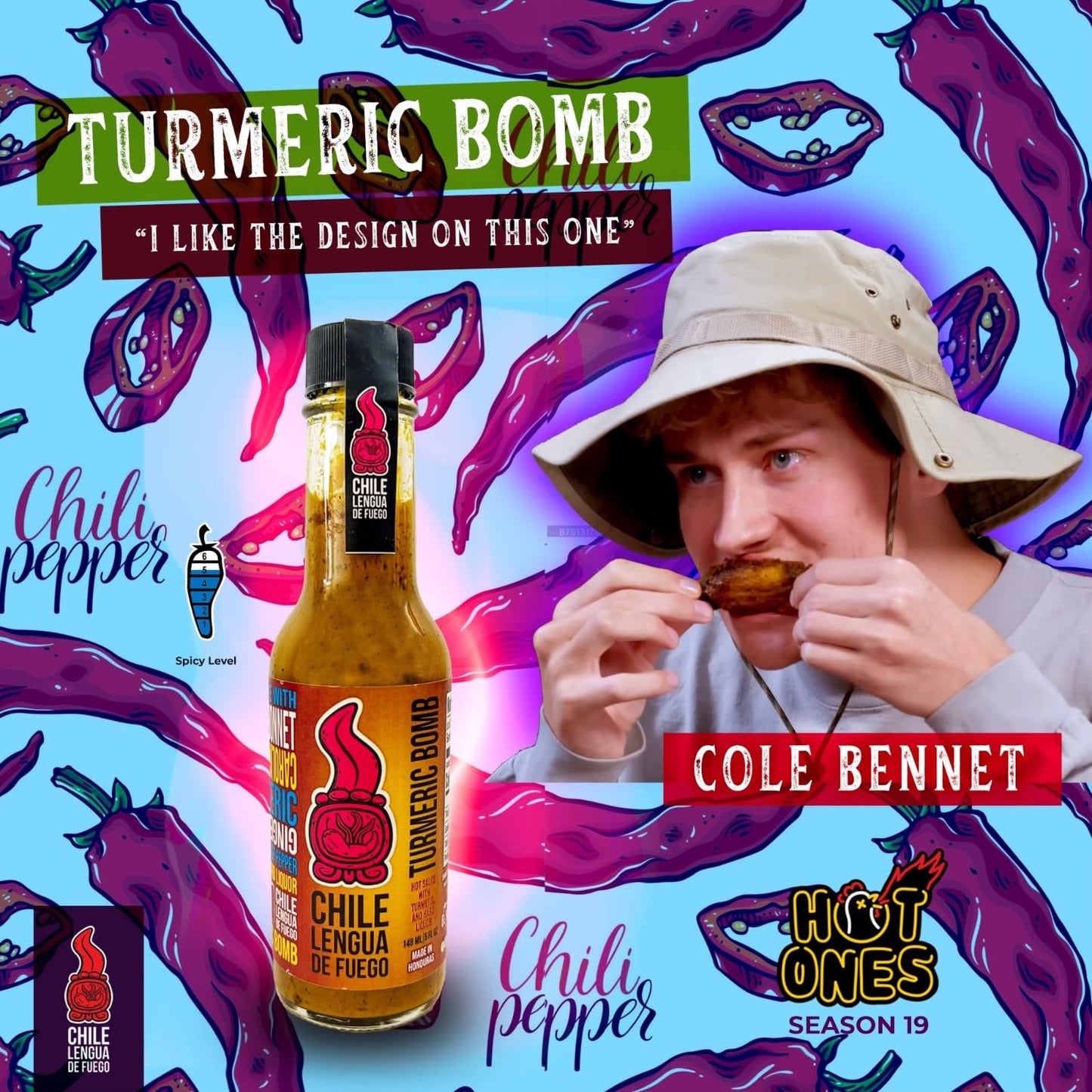 Chile Lengua de Fuego Hot Sauce | Turmeric Flavor | Pack of 1 | Orange