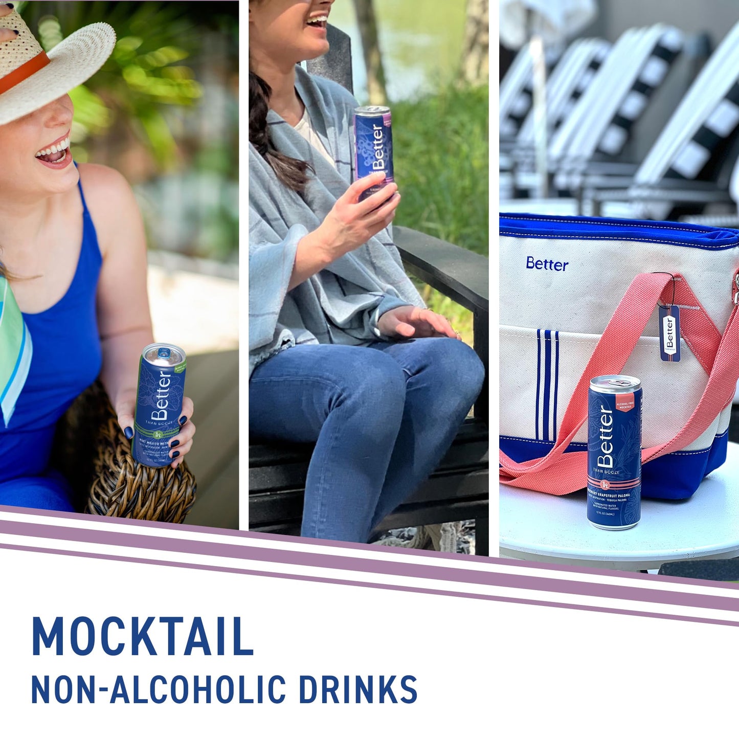 Better Than Booze Non-  ic Mocktails, 6 Pack -   -Free Drinks, 3 Varieties
