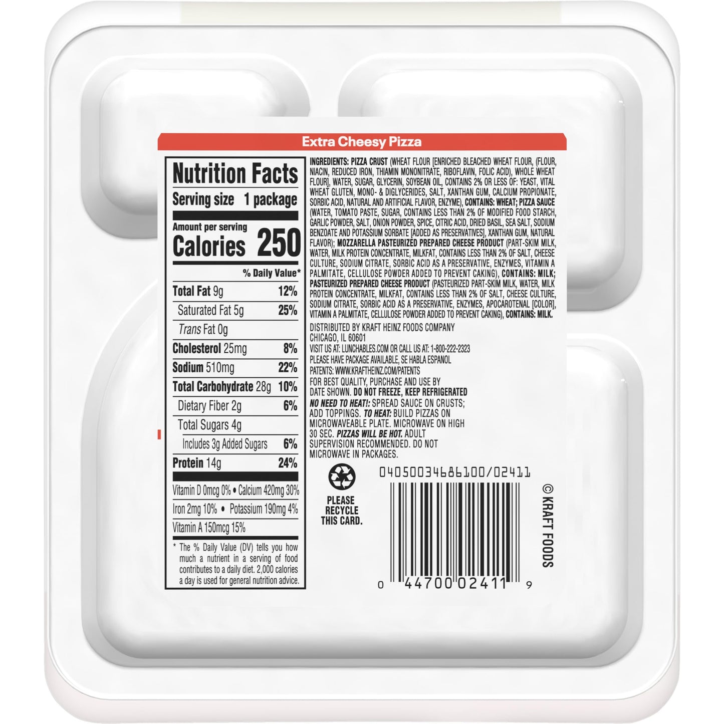 Lunchables Extra Cheesy Pizza Kids Lunch Snack, 4.2 Oz Tray