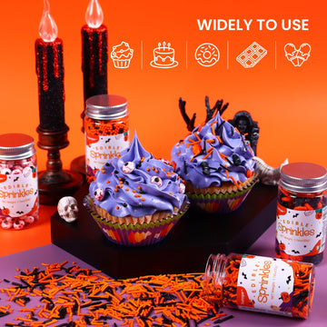 Halloween Sprinkles For Cake Decorating, Food Grade 50G/Bottle, Jimmies Sprinkles, Pumpkin Sprinkles, Fancy Sprinkles For Cupcak