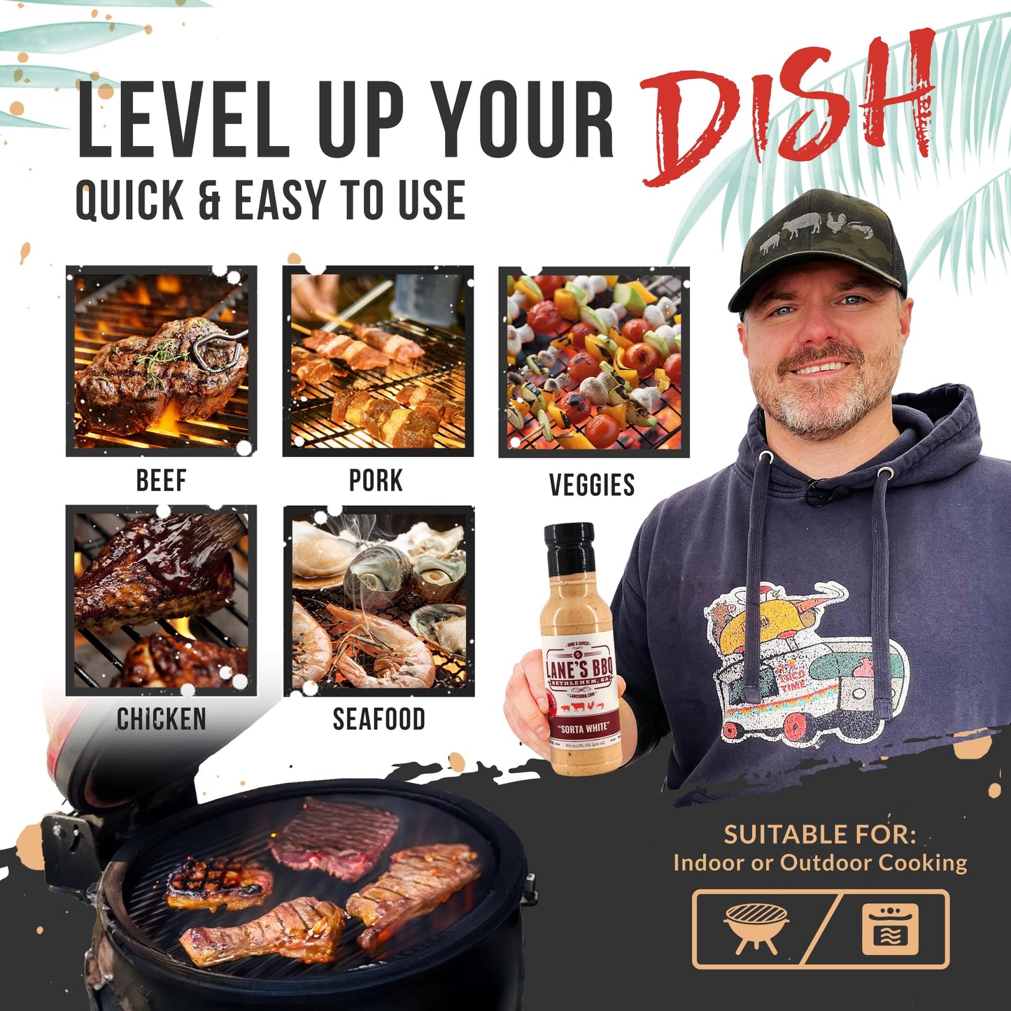 Lane'S Sorta White Bbq Sauce, Award Winning Chicken Dipping Sauce, Goes Well With Beef, Meat & Burger Sauce, Made In Usa Alabama