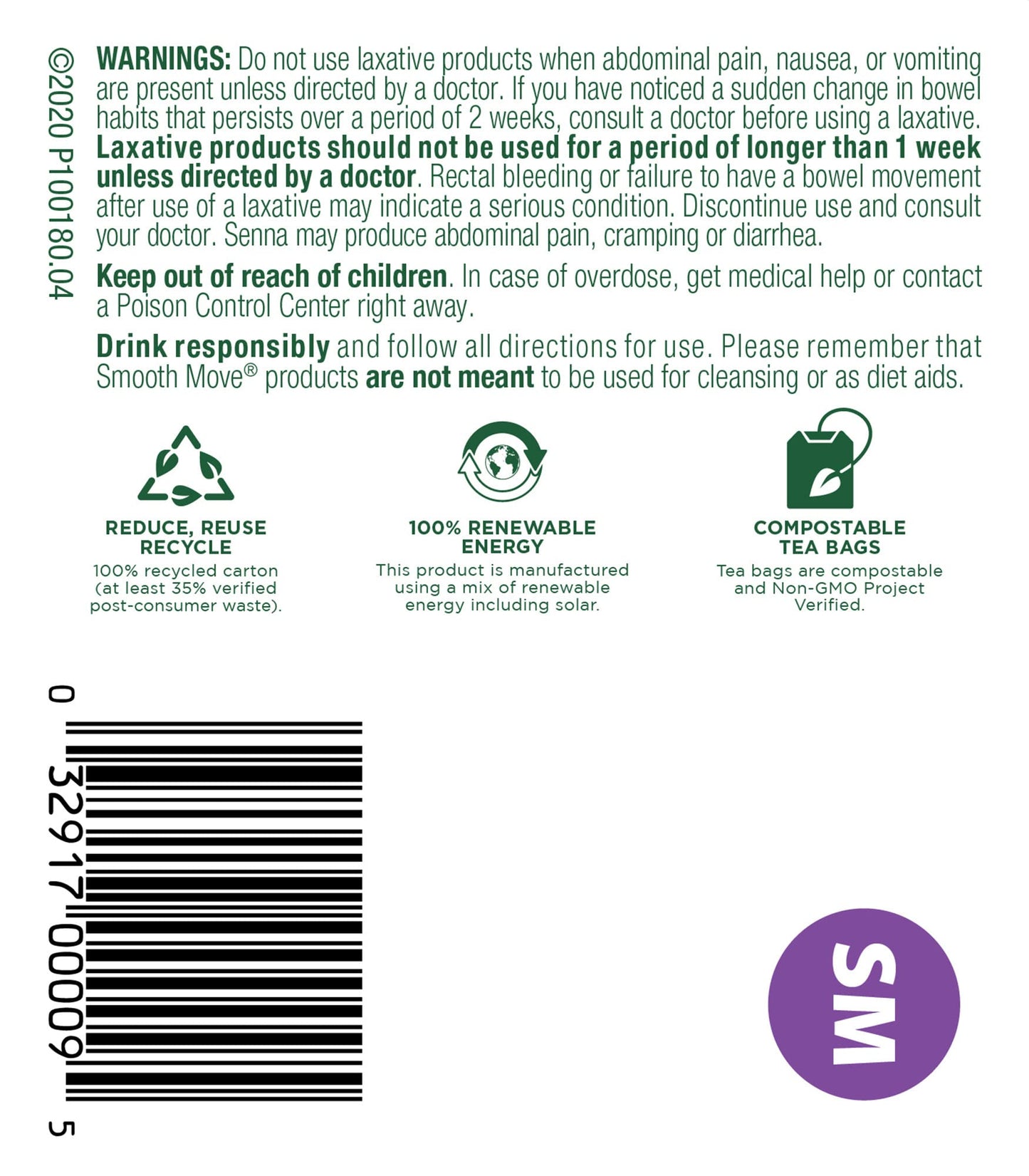 Traditional Medicinals Organic Smooth Move Herbal Stimulant Laxative Wrapped Tea Bags, 16 Count (Pack Of 1)