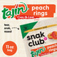 Snak Club Peach Rings, Tajin Chili & Lime Seasoned, Sweet and Spicy Gummy Candy, Mild in Heat Bold in Flavor, Low-Fat, Vegan, Gl