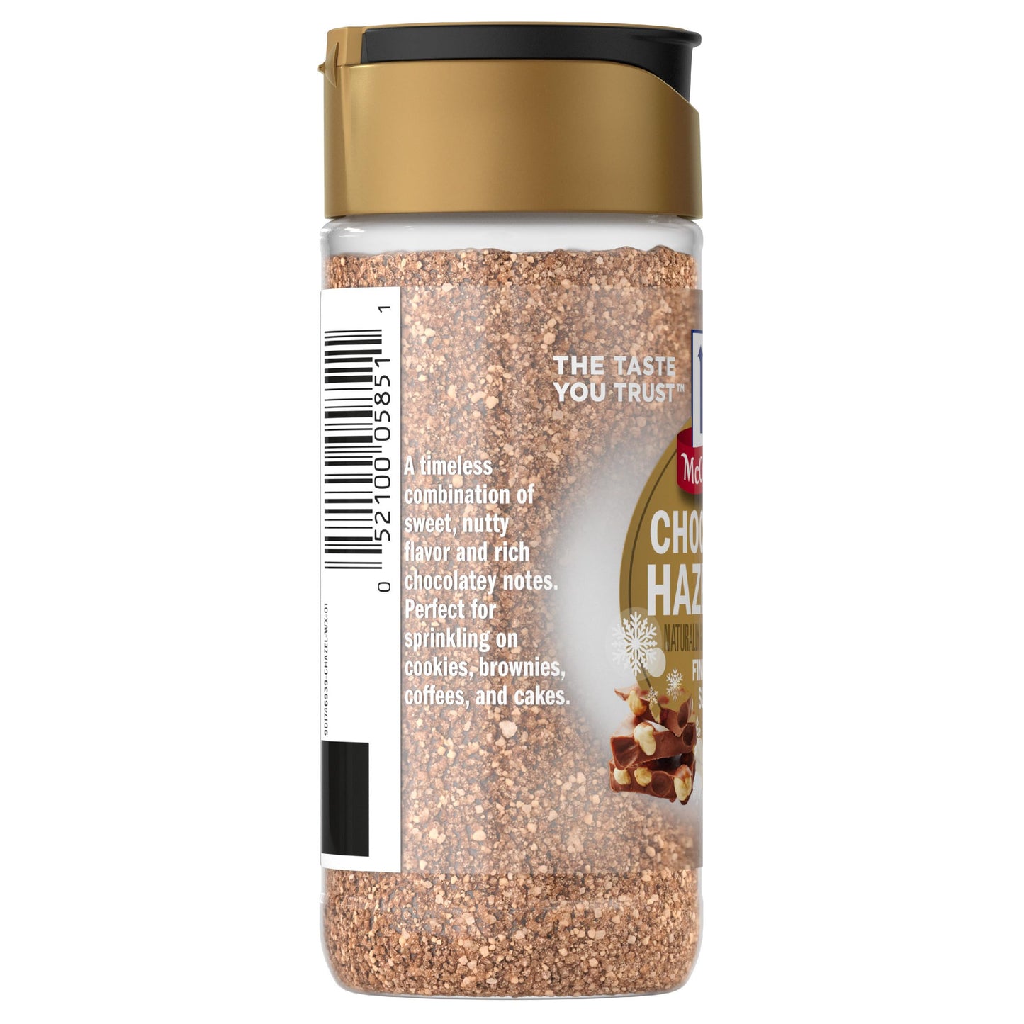 McCormick Finishing Sugar  Chocolate Hazelnut  Limited Edition  Rich Cocoa and Roasted Hazelnut Notes  For Cookies  Ice Cream  Dessert  Beverages  and More  3.61 oz