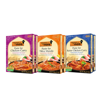 Kitchens Of India Curry Paste Combo - Butter Chicken Curry, Tikka Masala & Chicken Curry, Gluten-Free, Easy-To-Use, Authentic Indian Food, 3.5 Ounces (Pack Of 6)