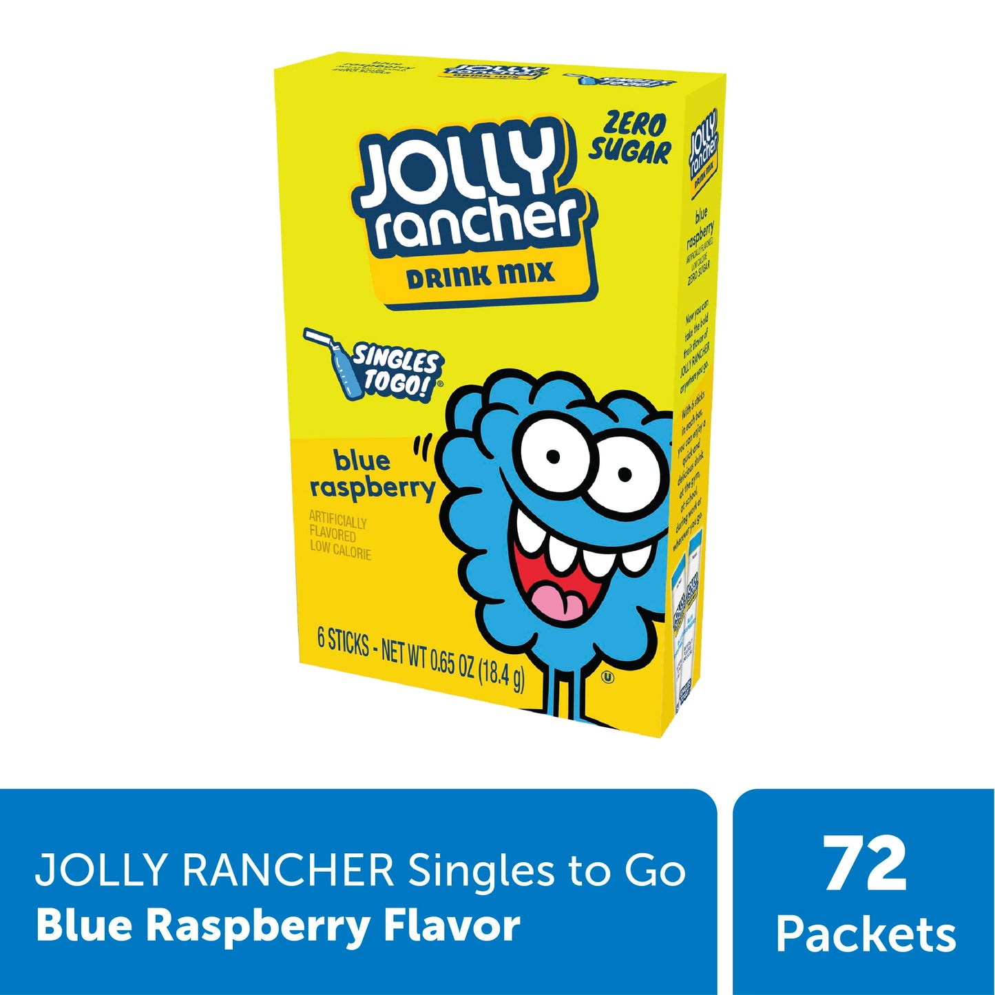SINGLES TO GO! Jolly Rancher Drink Mix, Blue Raspberry, 12 Boxes with 6 Packets Each, 72 Total Servings, 0.65 Ounce per Pack