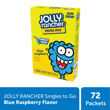 SINGLES TO GO! Jolly Rancher Drink Mix, Blue Raspberry, 12 Boxes with 6 Packets Each, 72 Total Servings, 0.65 Ounce per Pack