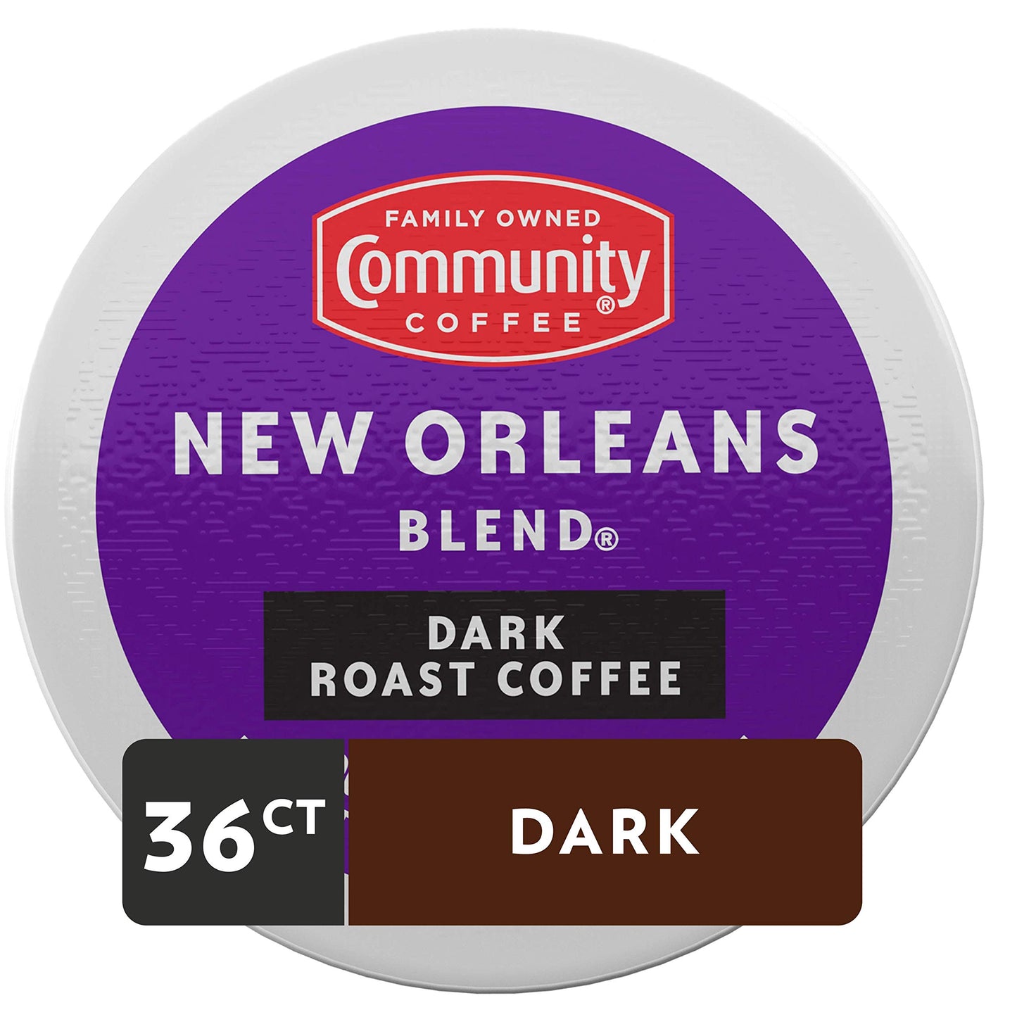 Community Coffee New Orleans Blend Coffee Pods, Dark Roast, 36 Count, Compatible with Keurig 2.0, Pack of 1