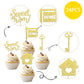 ZHUOWEISM Cupcake Toppers 36 PCS Gold Glitter Bamboo New Home Theme Decorations