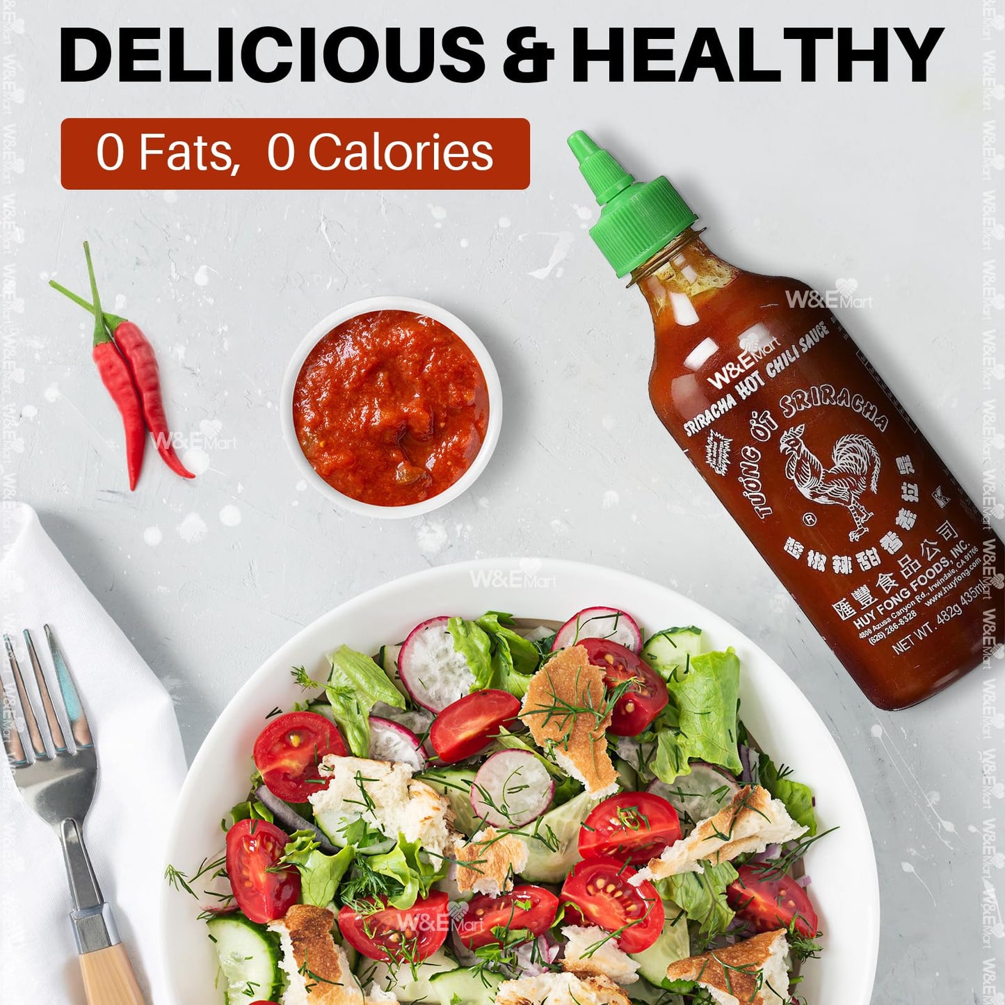 Huy Fong Hot Chili Sriracha Sauce 17 Oz, Pack Of 1, 435Ml