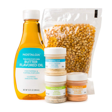 Nostalgia Kpk400 Hot Air & Kettle Kit, 3 Seasonings, Oil, Popcorn Kernels, 1 Count (Pack Of 1)