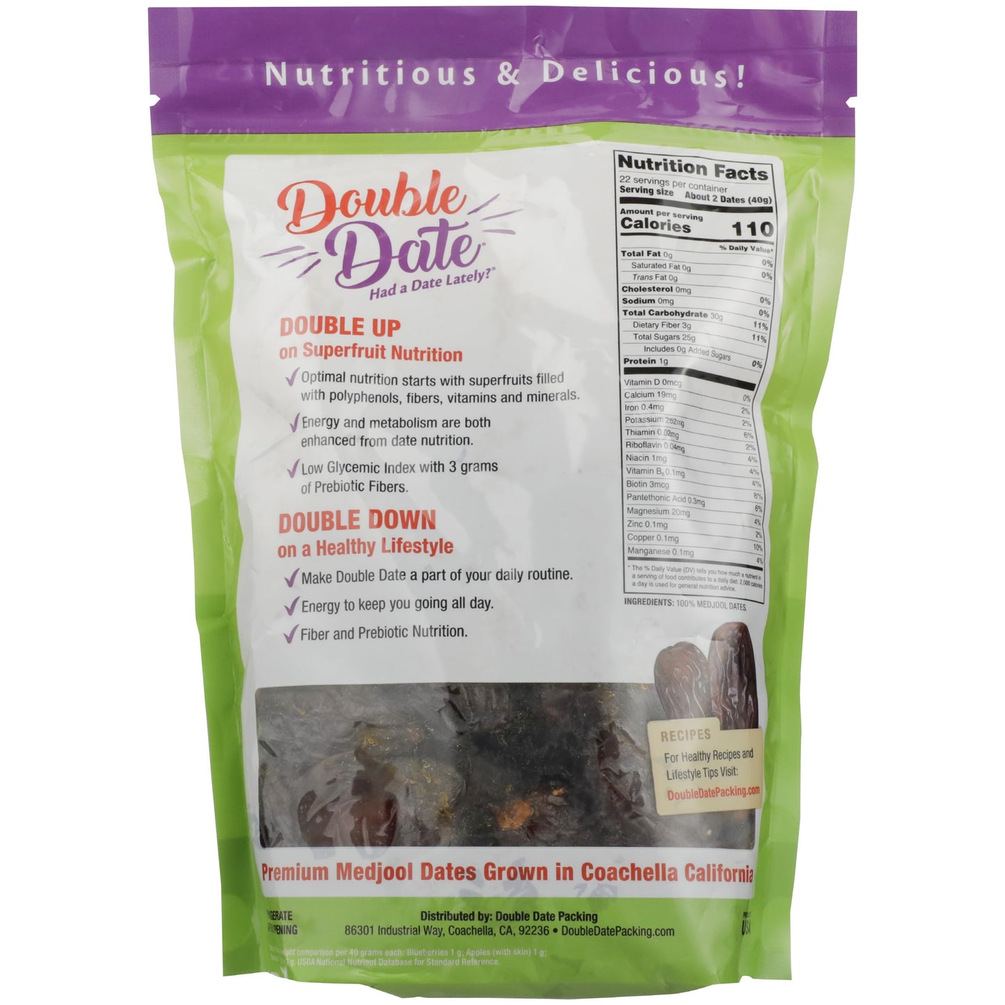 Double Date Packing Medjool Dates, 32 Oz