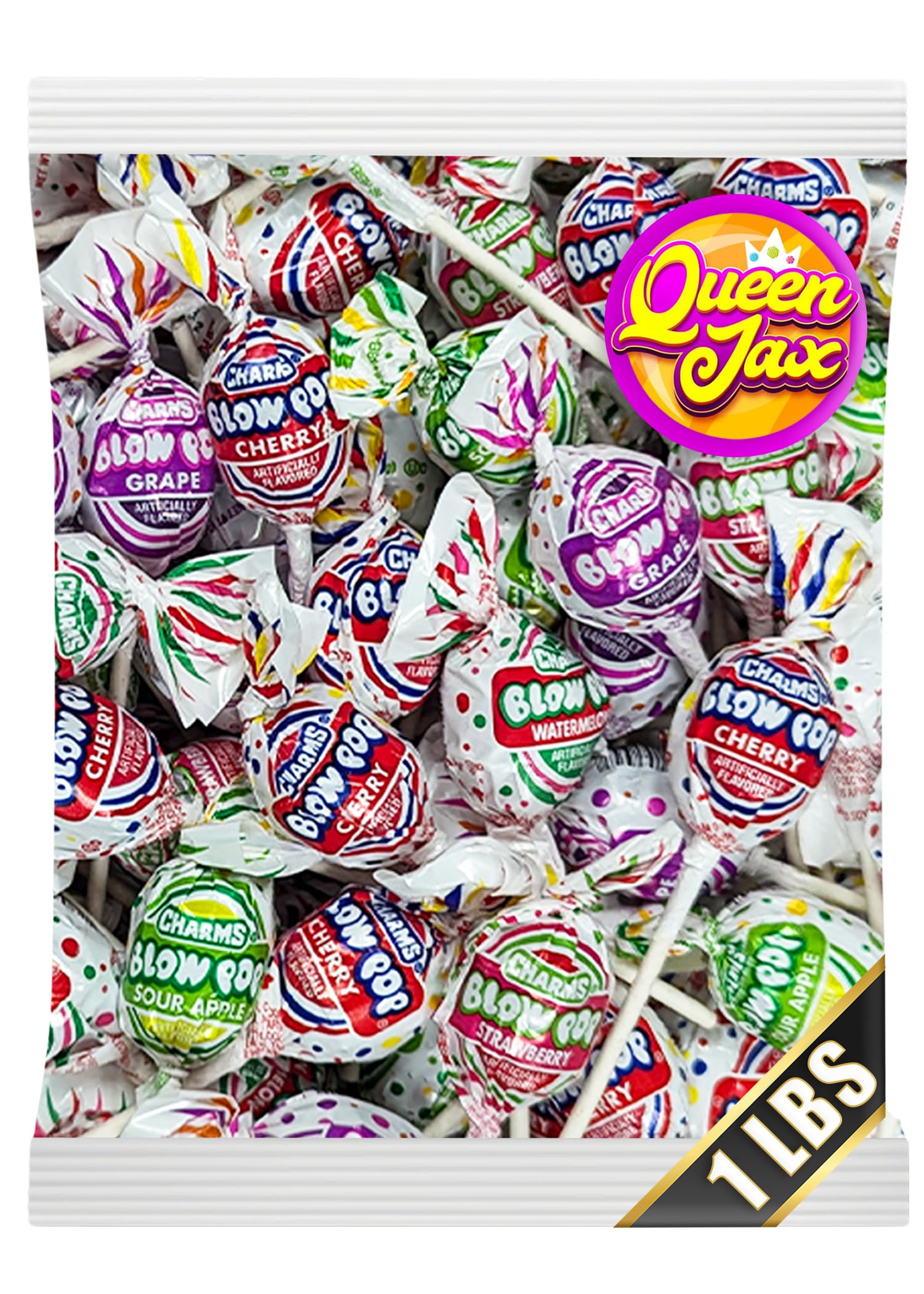Blow Pops - 1 Lb Bag - Queen Jax - Bulk Candy - Lollipops - Candy Bulk - Candy Bag - Bulk Candy Individually Wrapped Candy - Pinata Candy - Bag Of Candy - Lollipops Individually Wrapped - Lolipops