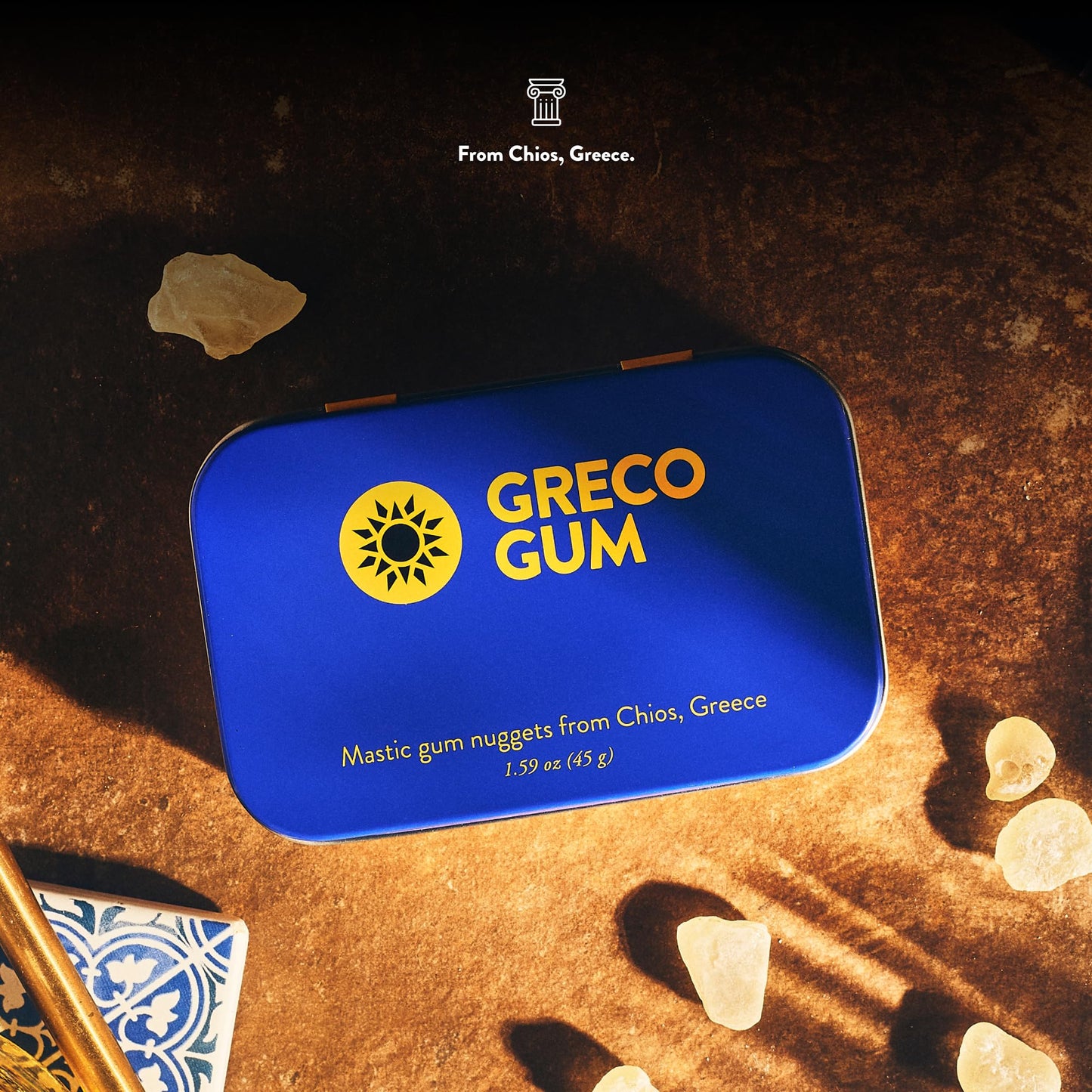 Greco Gum - Mastic Gum Nuggets - Large Pieces Hard Chewing Gum for Jawline Training, Digestive Support, Bloating Relief - Piney