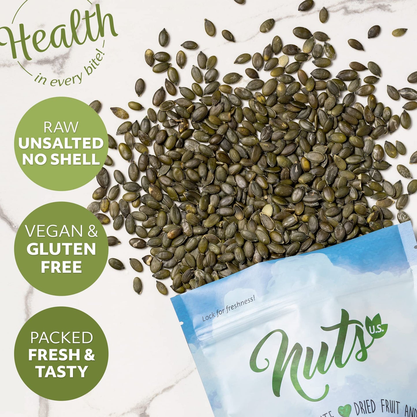 Nuts U.S. - Pumpkin Seeds (Pepitas) | Raw And Unsalted | No Shell | Aa Grade | Vegan And Gluten Free | Packed In A Resealable Bag!!! (4 Lb)