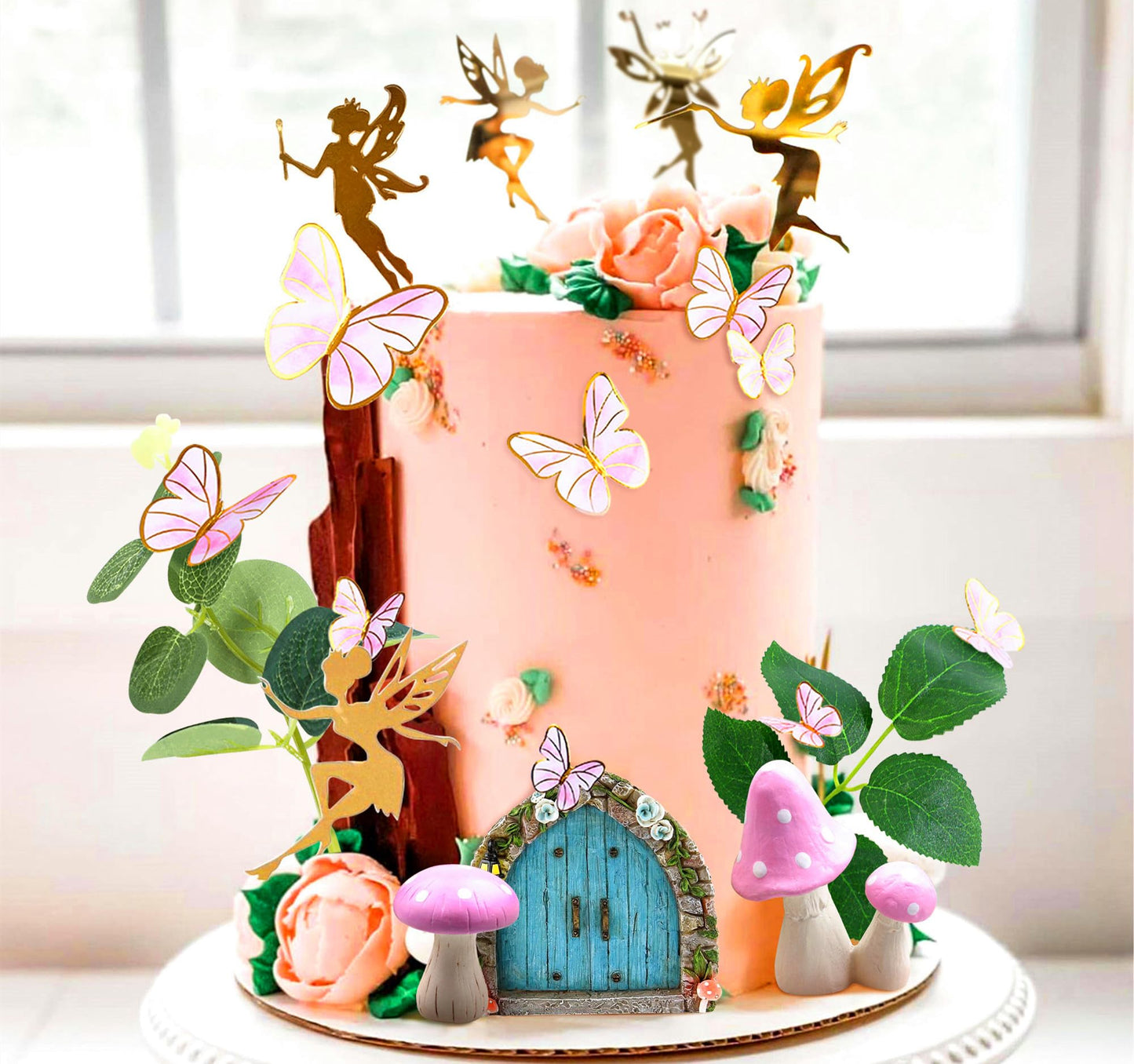 Jevenis 25 Pcs Pink Mushroom House Cake Decoration Mushroom Cake Decoration Fairy Cake Decoration Garden Fairy Cake Decoration F