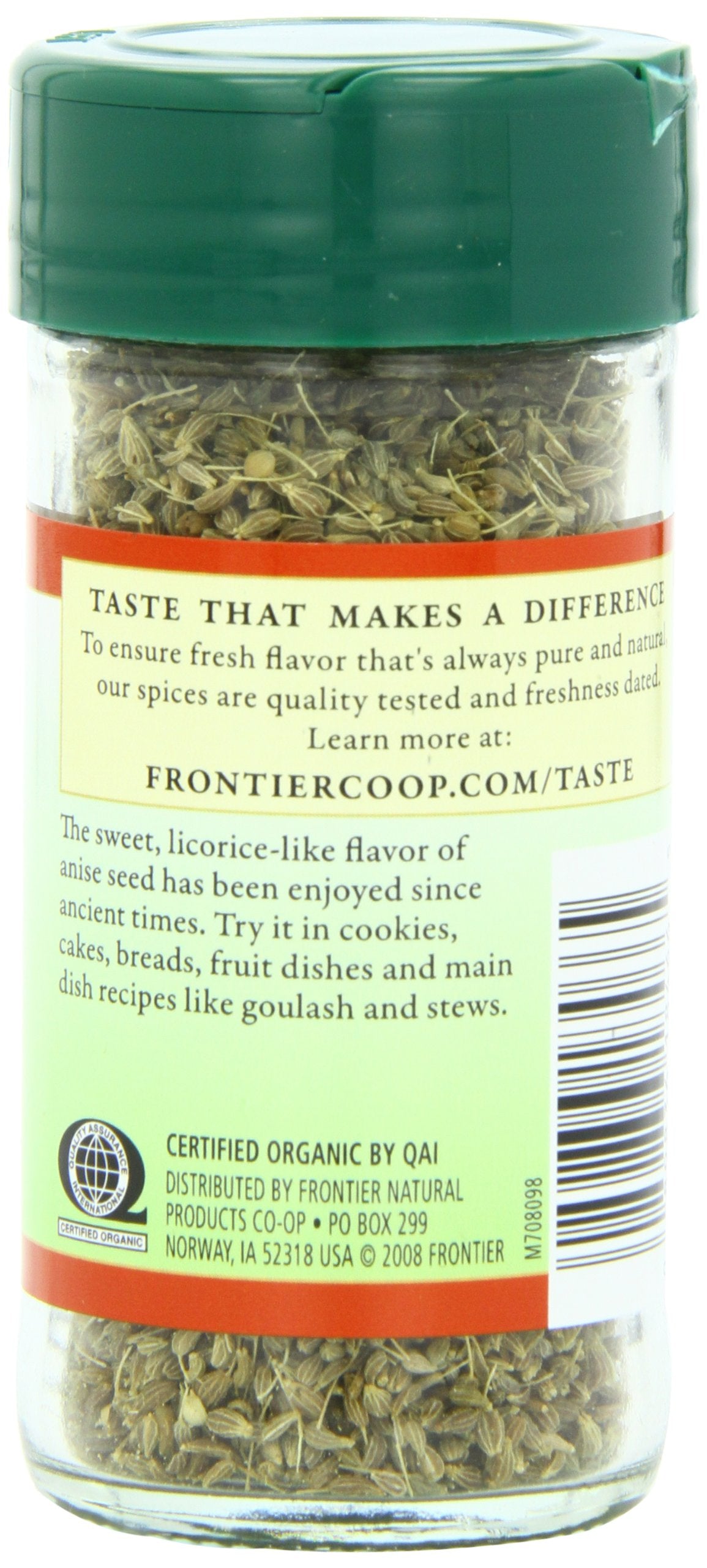 Frontier Co-op Organic Whole Anise Seed, 1.50-Ounce Jar, Adds Licorice-Like Flavor to Desserts, Stews, Bread, Tea, Kosher (Pack