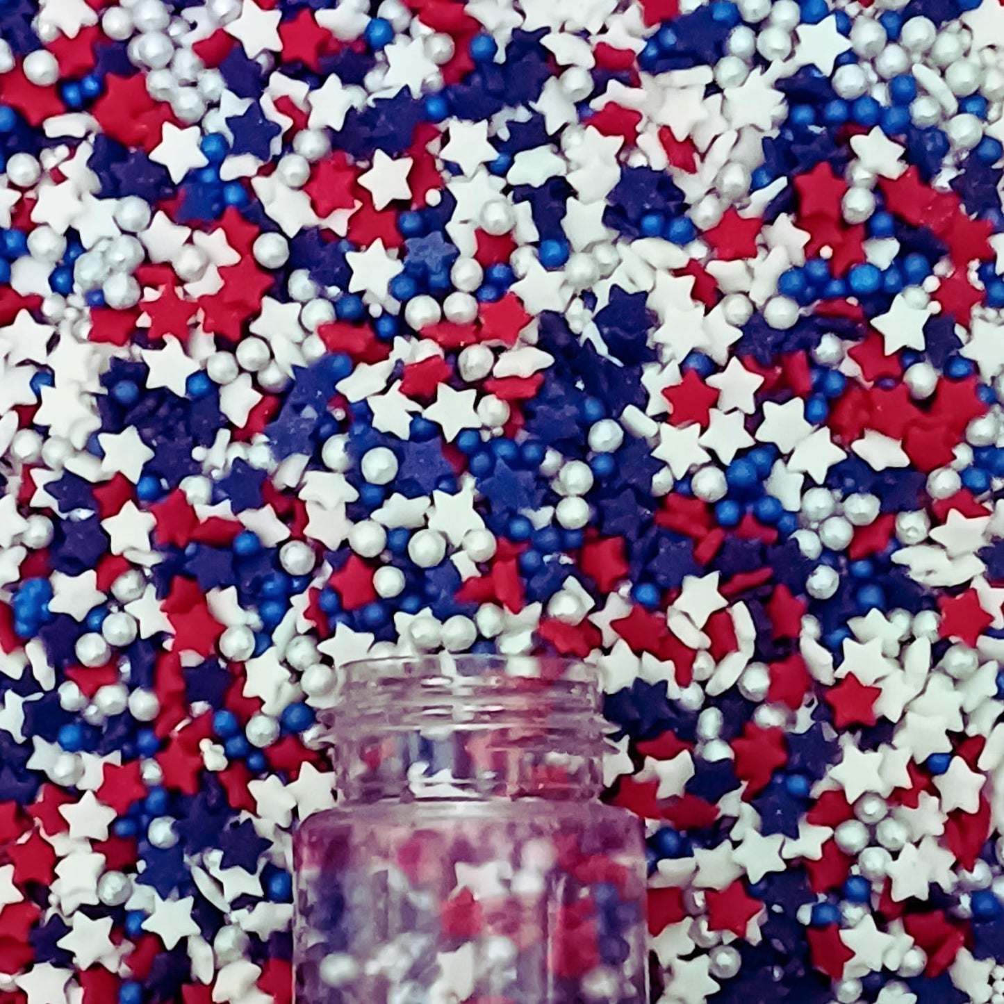 Confect Edible Sprinkles – Red, White, Blue & Silver Dragees for Cake & Cupcake Decorating – 4.2 Oz – Vegan, Gluten-Free