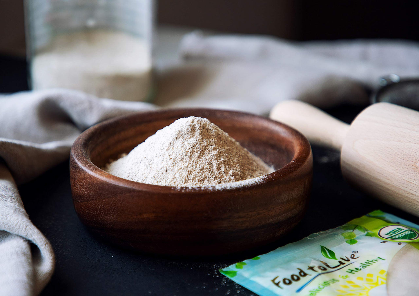 Food to Live Organic Dark Rye Flour, 1 Pound - Whole Grain, Non-GMO, Stone Ground, Kosher, Raw, Vegan, Bulk, Great for Baking Br