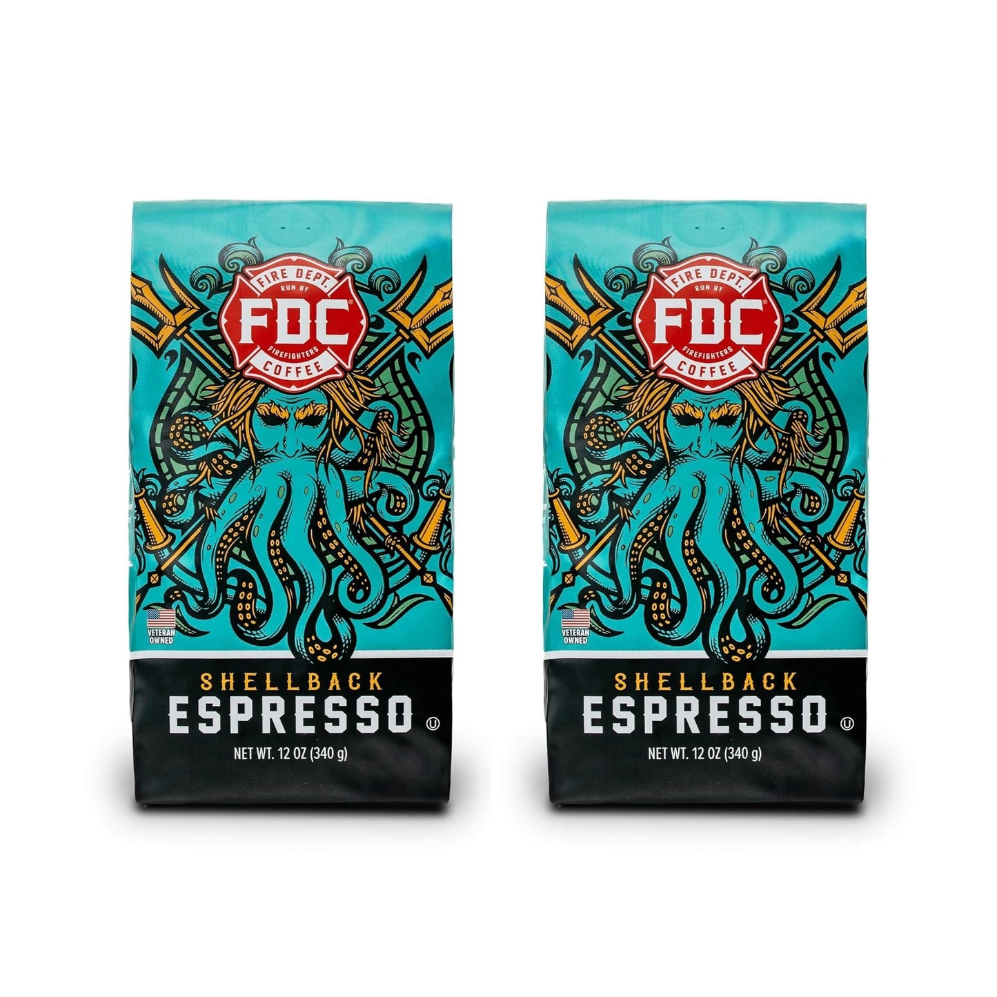 Fire Department Coffee - Gives Back To Firefighters - Shellback Espresso Coffee Beans - Bold & Smooth - Roasted In The Usa - Pre