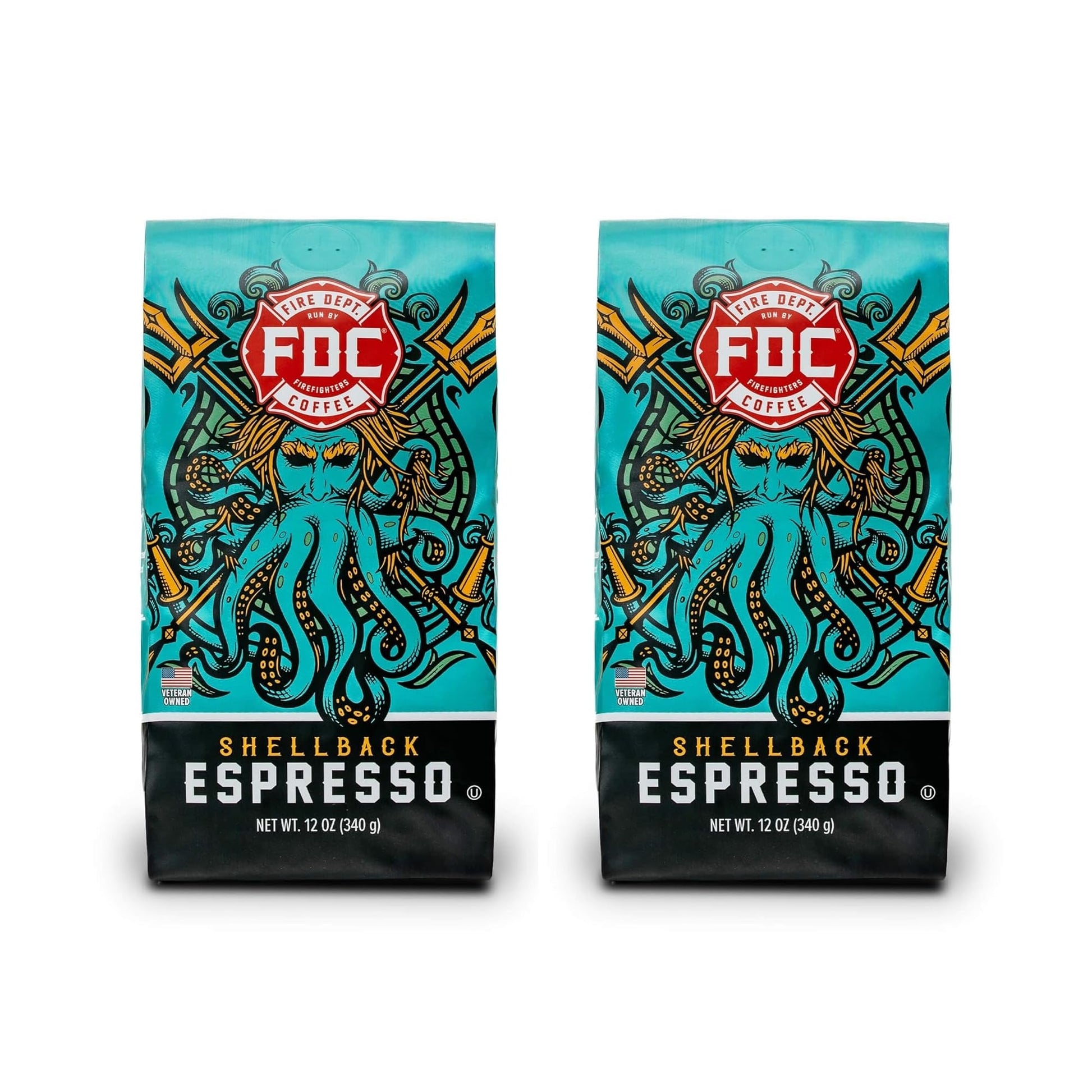 Fire Department Coffee - Gives Back To Firefighters - Shellback Espresso Coffee Beans - Bold & Smooth - Roasted In The Usa - Pre