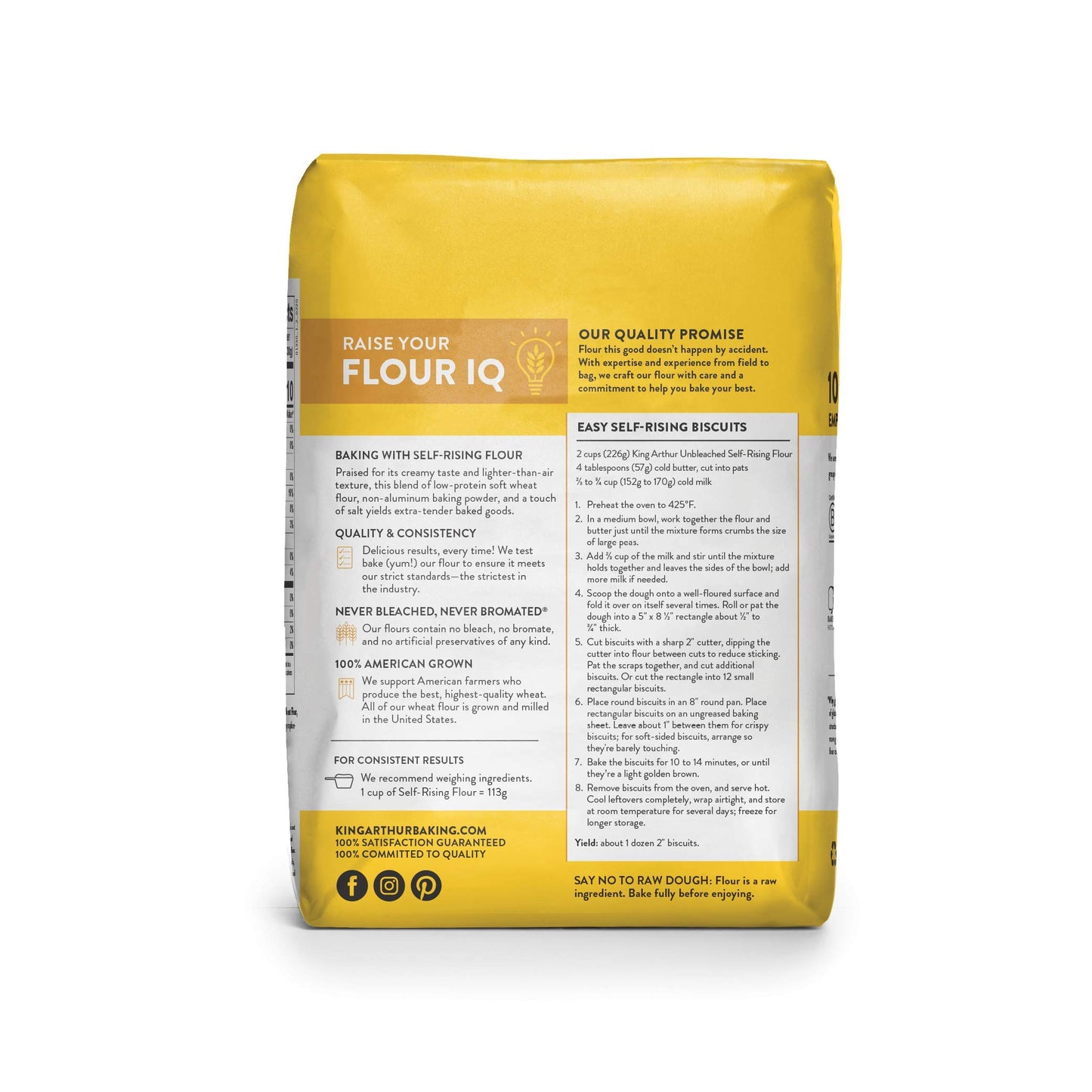 King Arthur Unbleached Self-Rising Flour, Non-GMO, 80 Ounce (Pack of 8)