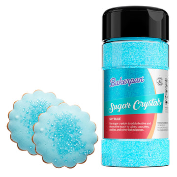 Bakerpan Sugar Sprinkles for Baking - 7 Ounce Sky Blue Decorating Sugar Crystals for Cookies, Cake Pops, Ice Cream (Made in USA)