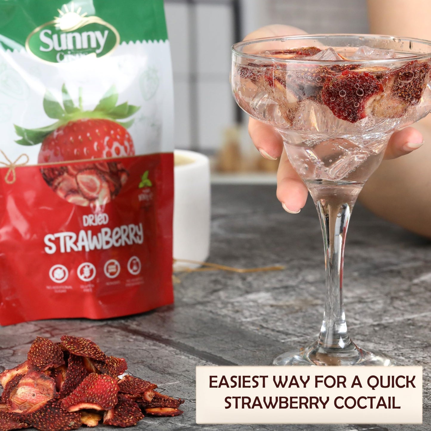 Sunny Crisps Dried Strawberries 3.52 Oz - Dry Strawberries No Sugar Added For Toddler Healthy Snacks - Gluten Free Dehydrated Fr
