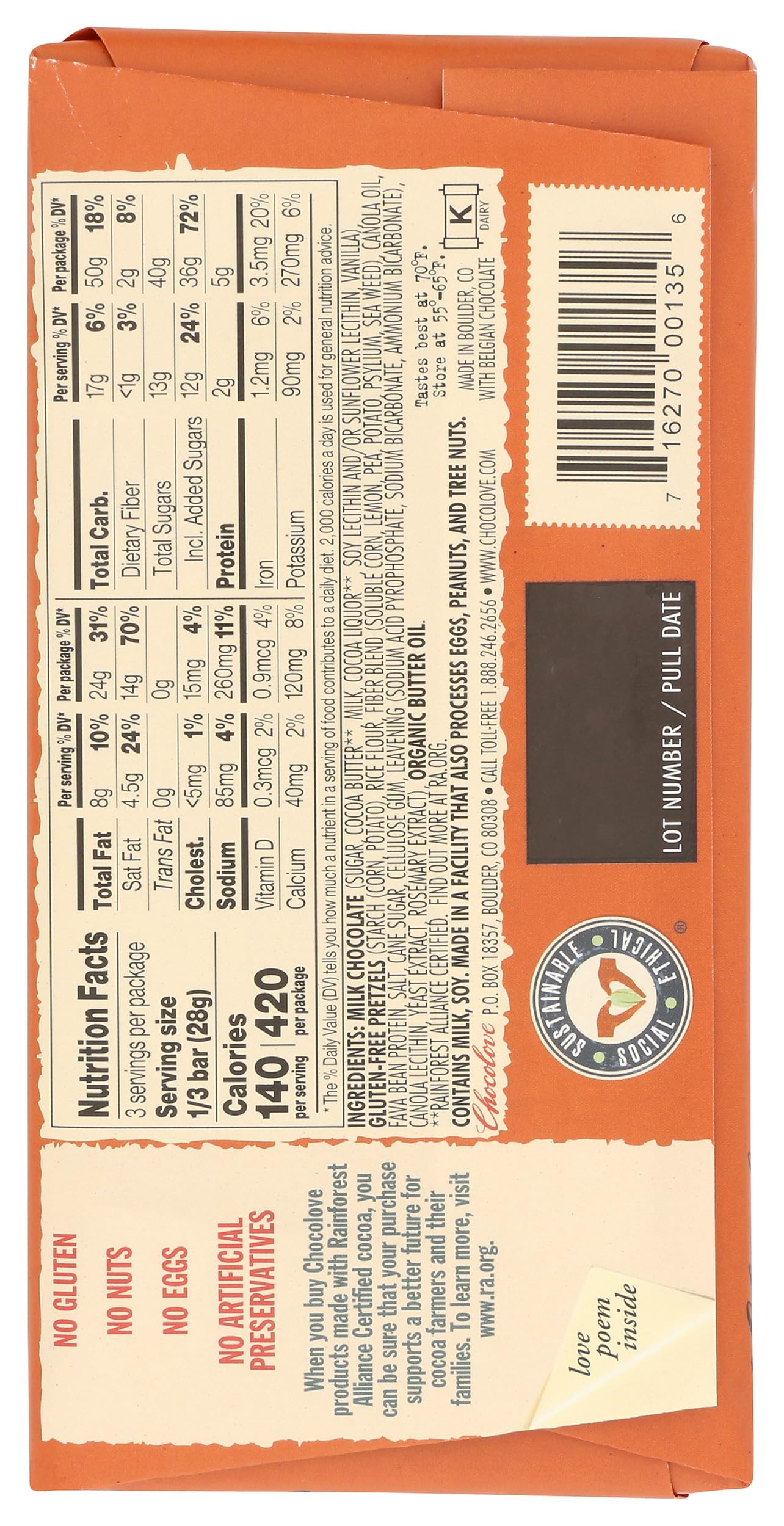 Chocolove Pretzel In Milk Chocolate, 2.9 Oz