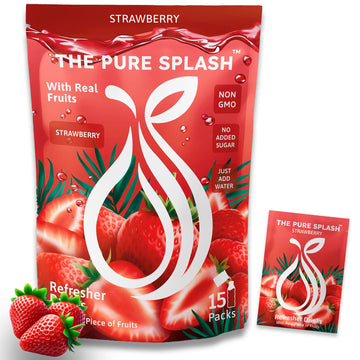Refresher Drink Strawberry Splash - Natural Strawberry Mix with Real Fruit Pieces - Zero Sugar, Low-Calorie, Non-GMO - Hydrate B